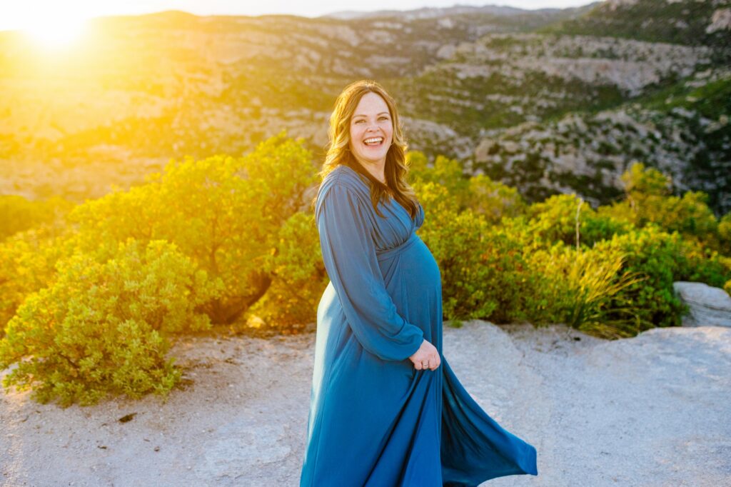 Maternity photos with flowy dress